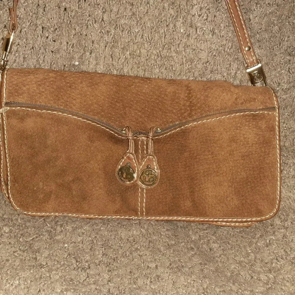 VINTAGE 1970'S-FANNY-BAG BRAND-Brown Suede Shoulder Bag-Very Good - Picture 2 of 8